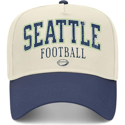 Seattle Icon Hat | Premium Adjustable Snapback Baseball Trucker Hats for Men & Women (US, Alpha, One Size, Navy/Natural)