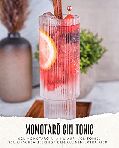 Momotarō Gin Akainu mit japanischen Botanicals: Yamazakura Kirsche, Erdbeere, Yuzu, 42% vol. (1 x 0.5 l) Vegan - Ideal… – Bild 6