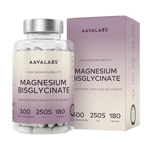Magnesium Bisglycinat Hochdosiert 2505mg | 300mg Elementares Magnesium, Glycinat Kapseln Vegan - Ungepuffertes Magnesiumglycinat Chelat - 180 Bisglycinat Kapseln Magnesium Bisglycinat Hochdosiert 2505mg | 300mg Elementares Magnesium, Glycinat Kapseln Vegan - Ungepuffertes Magnesiumglycinat Chelat - 180 Bisglycinat Kapseln