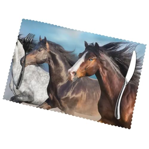 Sets de table chevaux blancs lavables et antidérapants pour protéger votre table