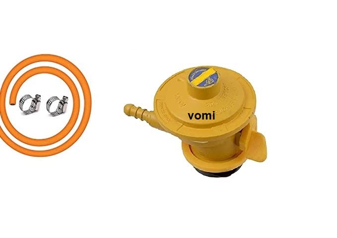 RJ kitchenware Store Gas Regulator Domestic LPG Gas Regulator Adaptor with 1.5 Meter Hose Pipe with 2 Clips for Bharat/HP/Indane ISI Certified (Bharat-Gas Regulator Pipe)