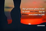 JSC JSC447 Our Greatest Glory is Not in Never Falling Confucius Quote Poster Sunrise Walking | 18-Inches by 12-Inches | Motivational Inspirational | Premium 100lb Gloss Poster Paper