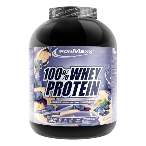 IronMaxx 100% Whey Protein Pulver 2350g - Blaubeere | Cremiger Eiweißshake mit BCAAs & EAAs | High Protein, Low Carb & zuckerarm | Ideal für Muskelaufbau, Diät & Fitness