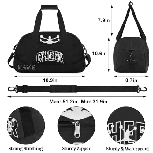 Custom Name Duffle Bag for Women Men, Cheer Bag Sport Gym Dance Bag, Customized Duffel Bag for Travel Weekender Gymnastics, Black2