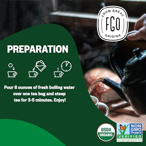 image for FGO Organic Moringa Tea, 100 Count, Eco-Conscious Tea Bags, Resealable