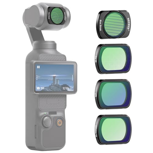 Image of NEEWER Magnetic Effect Filter Set Compatible with DJI OSMO Pocket 3, 4 Pack 8X Star /Blue Streak Anamorphic /Light Pollution Reduction /Black Diffusion 1 /4 Filters, Multi Coated HD Optical Glass
