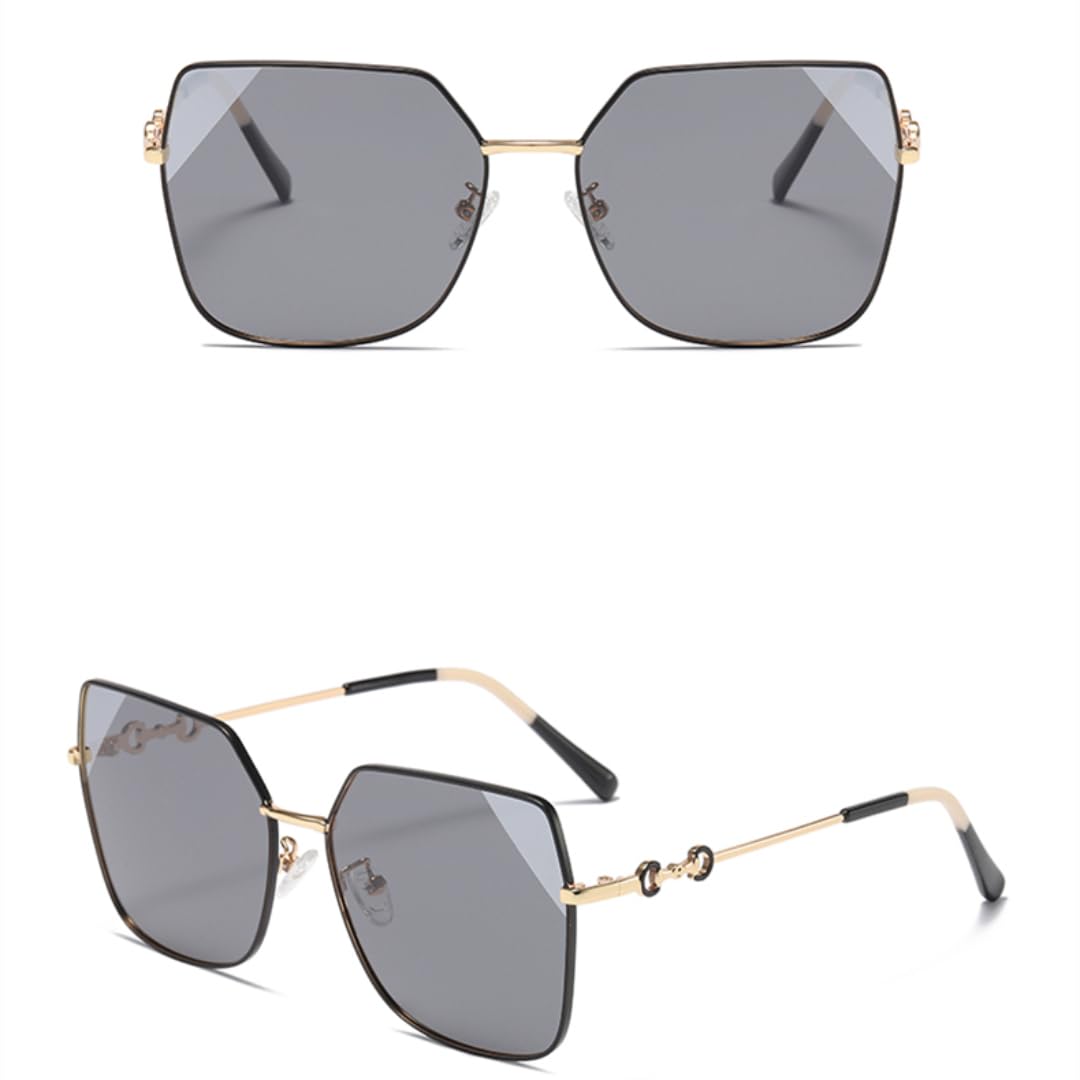 Damen-Sonnenbrille, UV400, Metall, großes Brillengestell, Fahren, Strand, Party, Reisen