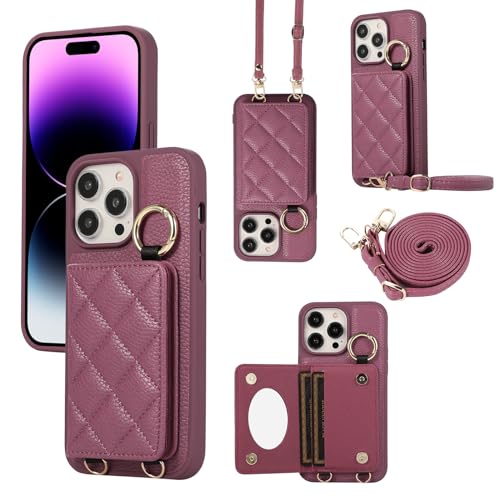 Coque iPhone 17 rose rouge étui portefeuille cuir clapet miroir femme