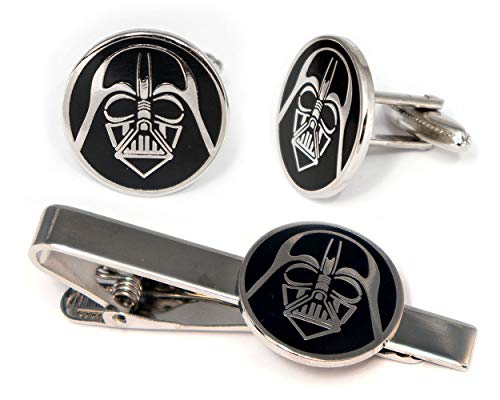 SharedImagination Darth Vader Tie Clip, Star Wars Cufflinks, Jedi Tie Tack Jewelry, Darth Vadar Cuff Links, Kylo Stormtrooper Death Star Gift, Star Wars Wedding Party Groomsman Gifts