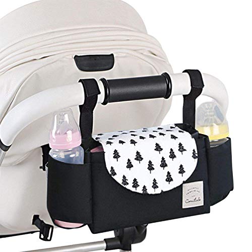 Universal Baby Stroller Organizer with Cup Holders and Diaper Bag,Stroller Accessories Organizer Bag,Baby Stroller Hanging Bag, Large Storage Space Baby Travel Bag,Fit Most Baby Stroller Models and Pet Stroller