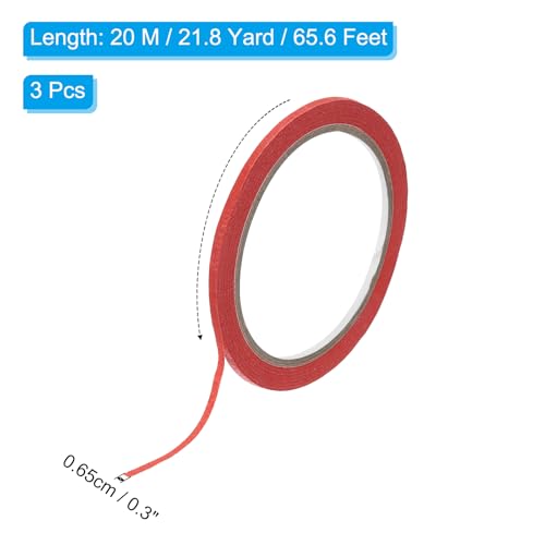 Image of PATIKIL Masking Tape 0.3 Inch x 22 Yard, 3 Roll General Purpose Adhesive Painting Tape Painters Tape for Arts Crafts Label, Red