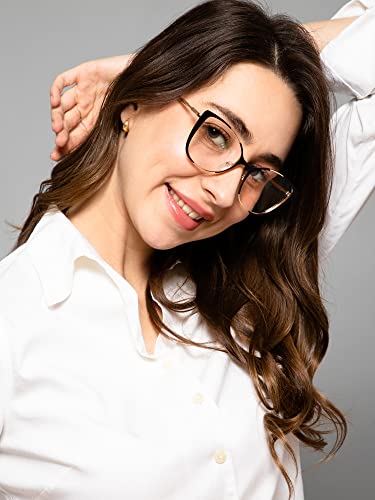 Image of LensKandy Cat Eye Shape Glasses for Women | Blue Cut Cat Eye Full Rim | Zero Power | Anti-Glare & UV Protection | Large Size Eyeglasses for Screen Use | Lightweight & Blocks Harmful Rays