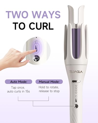 Image of 3 in 1 Automatic Curling Iron, Hair Curlers with 3 Curling Barrels (1 inch - 1.25 inch - 1.5 inch), Rotating Curling Iron with 3 Temp, 2-Way Rotation, 10S Fast Heating, Anti-Scald, Dual Voltage, White