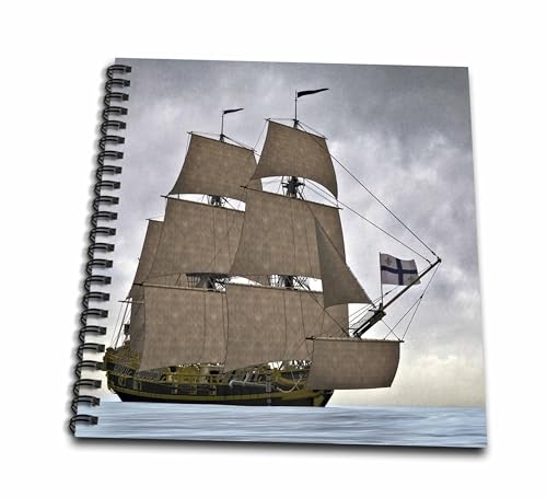 Dessin livre Corvette Ship sailing away 3drose cadeau original pour passionné de mer