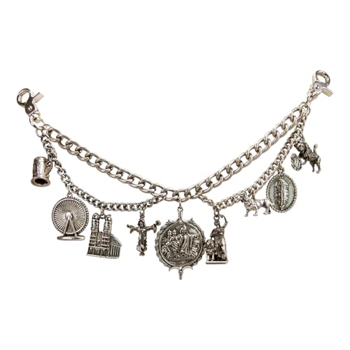 Alpenflüstern Trachten-Charivari München - Hochwertiger Herren-Trachtenschmuck mit Trophäen-Anhängern für die Lederhose (antik-silber-farben) HCH039