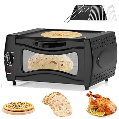 15L Mini Pizza Maker, Horno eléctrico multifunción, 122 ° F-752 ° F Control de Temperatura, Ajuste de Potencia de Fuego Infinito para hogares y Comida para Llevar