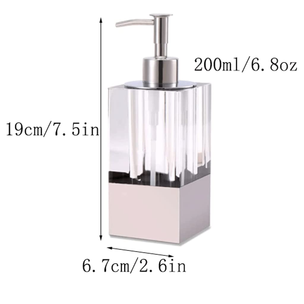 OLOTU Dispensador de jabón de Vidrio, Bomba de jabón con Bomba a Prueba de Fugas, 200ml/6,8 oz, dispensador de líquido Manual Recargable, Botella de loción para baño Dispensador de champú