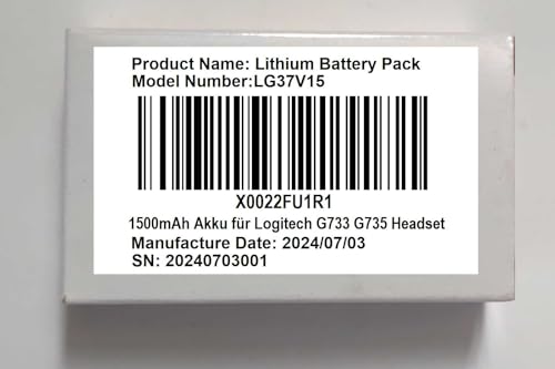 AOLIKES Batería recargable de repuesto para auriculares inalámbricos Logitech G735 / G733 Lightspeed 533-000181 de 1500 mAh