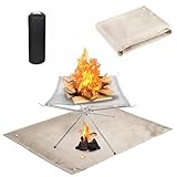 Portable Fire Pit for Camping,22 inch Outdoor Folding Fireplace with Heat Resistant Firepit Mat & Carrying Bag,Upgrade 304 Stainless Steel Mesh BBQ Fire Bowl for Picnics,Campfire,Backyard,Garden