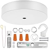 Canomo 5 Inches White Center Hole Chandelier Canopy Pendant Light Canopy Kit Ceiling Light Plate with All Hardware Includes Hook, Cord Grip for Chandelier Pendant Light