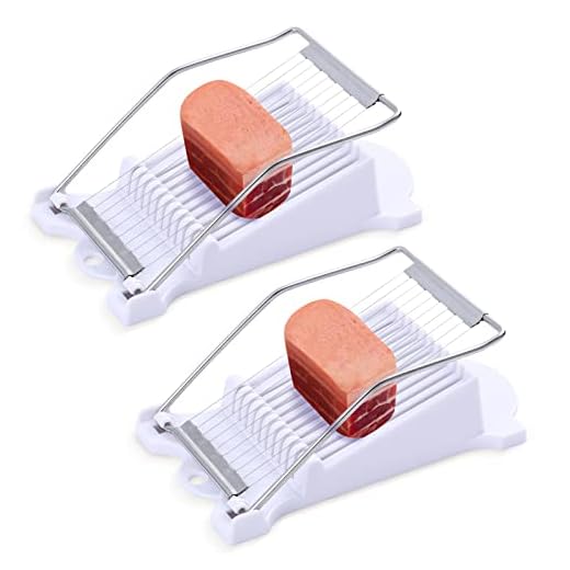 2 Pack Luncheon Meat Slicer, Egg Slicers,Strawberry Slicer,Stainless Steel Wire, Cuts 10 Slices for Eggs, Hams, Avocados, Bananas, Onions, Soft Food and Fruits (White)