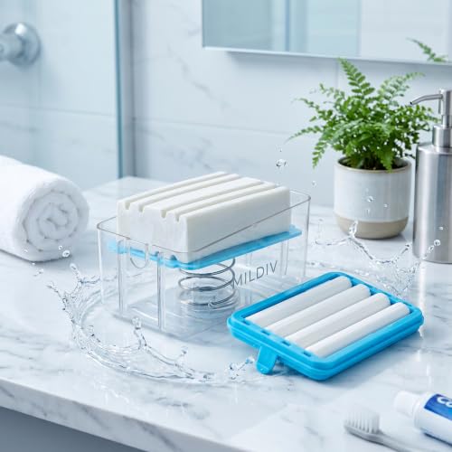 Image of Easy Cloth Plastic Washing Soap Roller Dispenser Case with Lid, Leakproof Laundry Soap Holder, Easy Press Soap Box, Durable Soap Saver for Clothes Washing, Home & Travel, Pack of 2