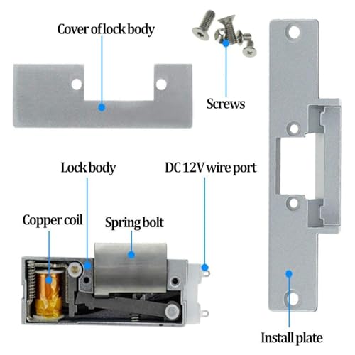 YAVIS Elektrisches Türschloss, Sicherheitsschloss, kein Modus, ein Teil für die Zugangskontrolle der Tür aus Holz und Metall (NO Mode)