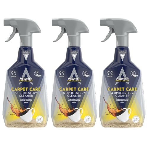 Astonish Specialist Oxy Active Foaming Carpet Stain Remover Spray, Tough on Stains, 3 in 1 Action for Carpets, Upholstery and Pet Messes, 3 X 750ml