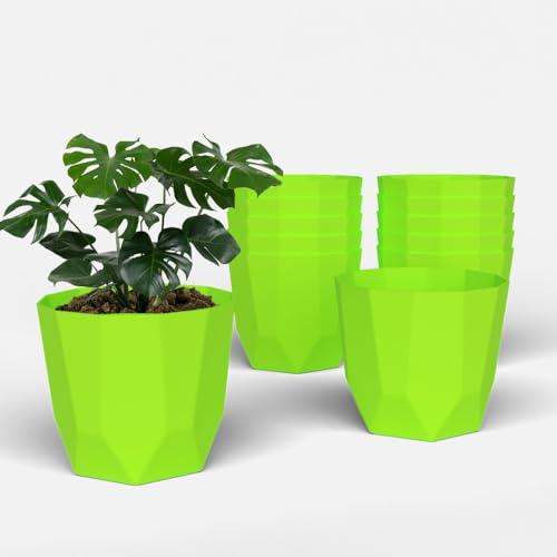 Image of YUCCABE ITALIA SHERA Hexa Plastic Planter Pot for Plants | Decorative Flower Pot | UV Protected Lightweight Indoor Outdoor Gamla for Home Decor, Balcony, Garden & Living Room