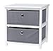 Spetebo Drewniany stolik nocny biały z 2 szufladami z materiału – 43 x 41 x 33,5 cm – szafka nocna, stolik pomocniczy, komoda, mała