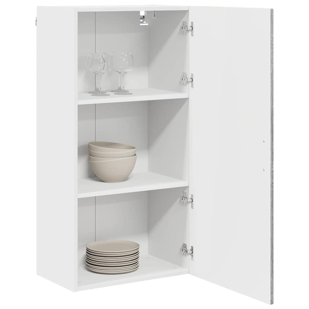 Wandschrank Porto Graues Sonoma Holzwerkstoff 50 x 31 x 100 cm mit 3 Regalen und Tür, moderner Hängeschrank für Küche, Stauraum und Aufbewahrung, ideal als Vorratsschrank und Beistellschrank