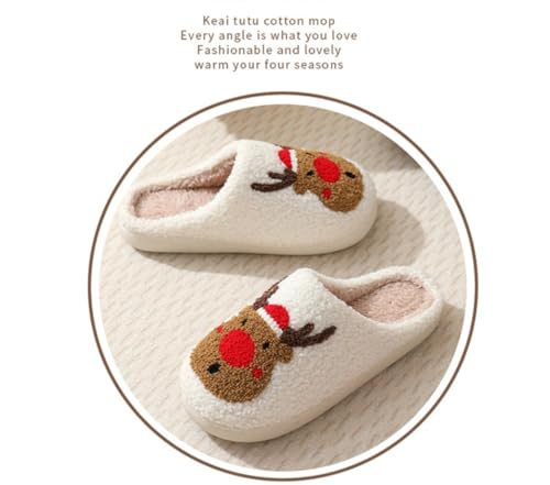 Xivyui Christmas Elk Slippers - Comfortable Home Warm Plush Women's Slippers4