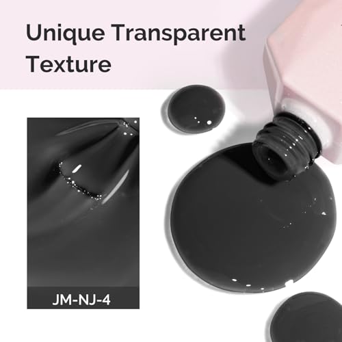 Image of MelodySusie Jeweliver Jelly Gel Nail Polish, 0.5Fl.oz Black Jelly Gel Polish Sheer Translucent Soak Off UV LED Light Cure Valentine's Day Gift for Women Nail Art Manicure Nail Art DIY at Home JM-NJ-4