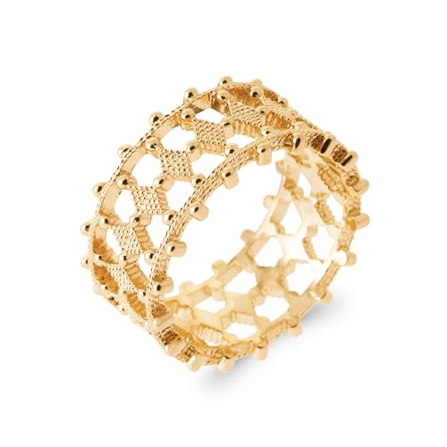 Bague large 10 mm en motif losange ajouré pour sublimer votre style quotidien