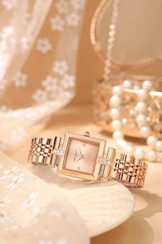 Image of Daniel Hechter Paris Cambon Collection Luxury Watch for Women with Square Dial, Crystal Accents and Stainless Steel Strap