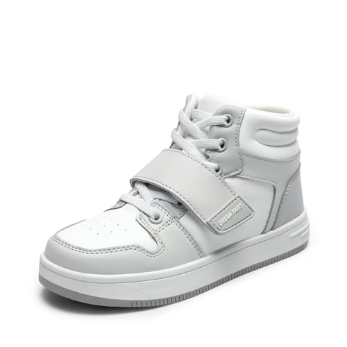 DREAM PAIRS Boys Girls High Top Sneaker LilLegends Skyhigh Basketball Shoes 13 Little Kid White/Grey