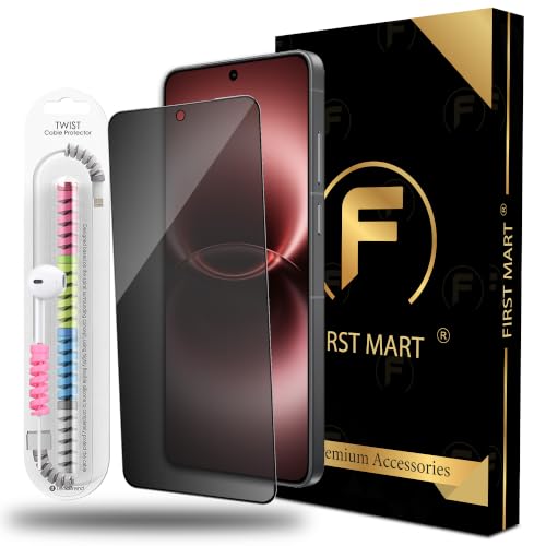Image of FIRST MART Privacy Tempered Glass for Vivo X300 Ultra With Cable Guard & Installation Kit | Anti-Spy 9H Screen Protector, Edge-to-Edge, Case-Friendly | Black