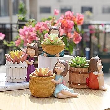 The Deal Cute Beautiful Girls Succulent Planter Pots Resin Creative Flowerpot Plant Pots Planter Container for Home Garden Office Desktop Decoration - Multi (Pack of 4) (B0CH9X9Q56) Amazon Price History, Amazon Price Tracker