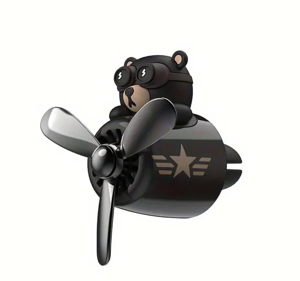 Car Air Freshener, Vehicle Interior Deodoriser aircraft Helicopter Solar Energy Rotating Aromatherapy Aviation Interior Decoration Accessories Diffuser Long Lasting Teddy Bear Fragrance Vent,