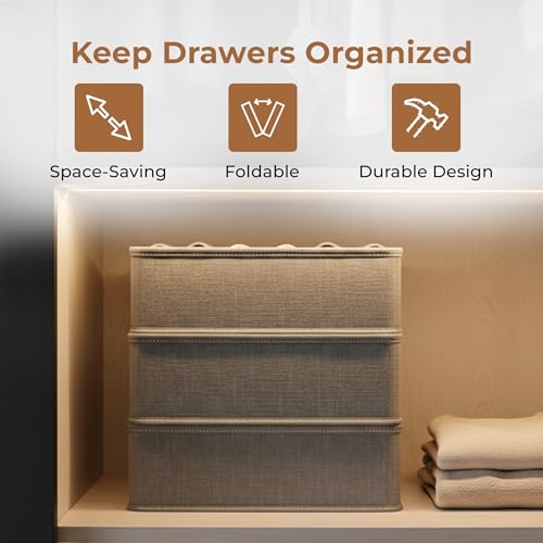 Image of HomeEssentials 7-Compartment Foldable Closet Organizer, Grey - Drawer Storage Box for Socks, Ties & Scarves, Space-Saving Wardrobe Divider for Neat and Organized Clothing Storage