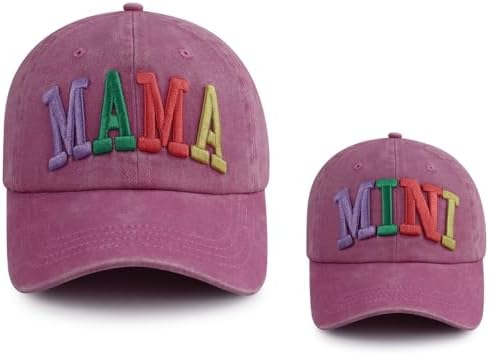 Kahhrepa 2PCS Mama and Mini Hats for Women Girls, Funny Adjustable Embroidered Cotton 3D Mom Daughter Baseball Cap, Black, One Size Kahhrepa 2PCS Mama and Mini Hats for Women Girls, Funny Adjustable Embroidered Cotton 3D Mom Daughter Baseball Cap, Black, One Size