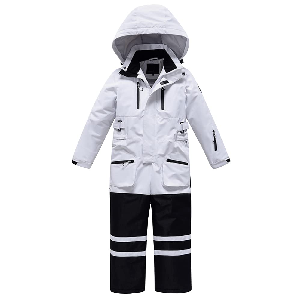 Tuta da sci per bambini, con cappuccio, antivento, impermeabile, calda, monopezzo, tuta da neve traspirante