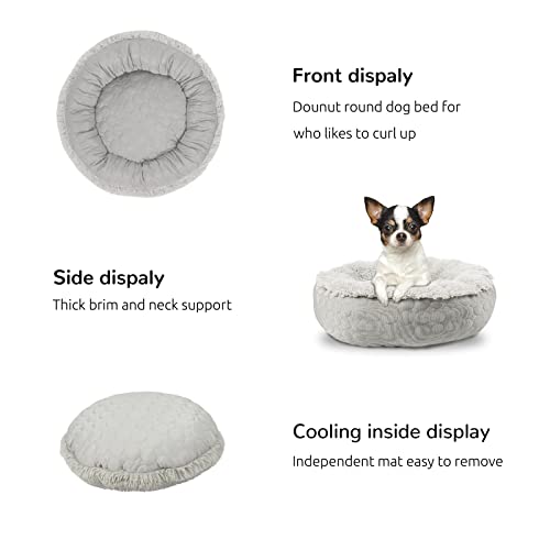 Hachikitty Dog Donut Bed Calming Bed Donut Round, Fluffy Dog Bed Medium Large Dogs, Cooling Warming Soft Dog Cushion Bed, Double Sided Available Donut Bed With Warm & Cool Sides(Large, Grey) #TOP6