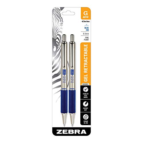Stylo encre gel Zebra Pen G-402 lot de 2 pour écrire sans bavure à pointe fine