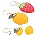 Beavorty 2pcs Cartoon Access Card Pu Sleeve Keychain Set with Lemon and Strawberry Design, Creative Key Rings for Door Entry, Fashionable Key Cover Accessories for Women