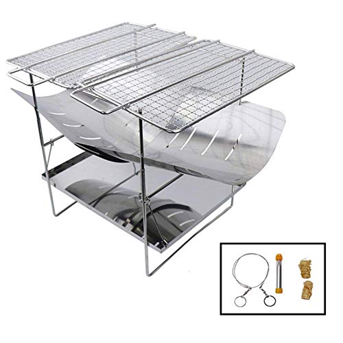 Holzkohlegrills Tragbarer Grill im Freien Edelstahlgrill Perfekt für Camping Kochen Gartenparty im Freien D.