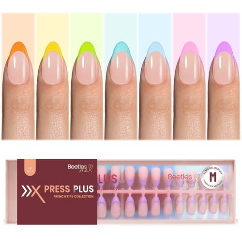 Beetles Summer Press On Nails 224 Pcs 7 Colors, French