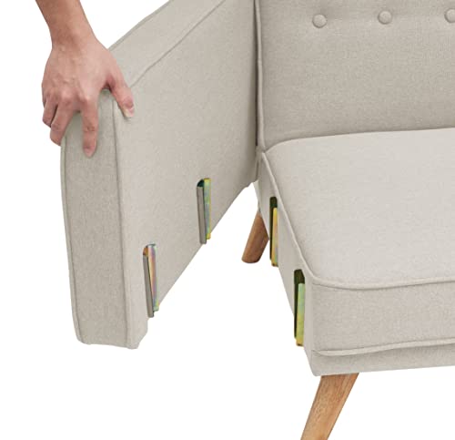 Eafurn Convertible Futon Sofa Bed, Modern Linen Split-Back Folding Sleeper Couches With Adjustable Backrest, Armrest, Wooden Frame & Leg Tufted Sofa & Couches For Living Room,Apartment, Beige #TOP7