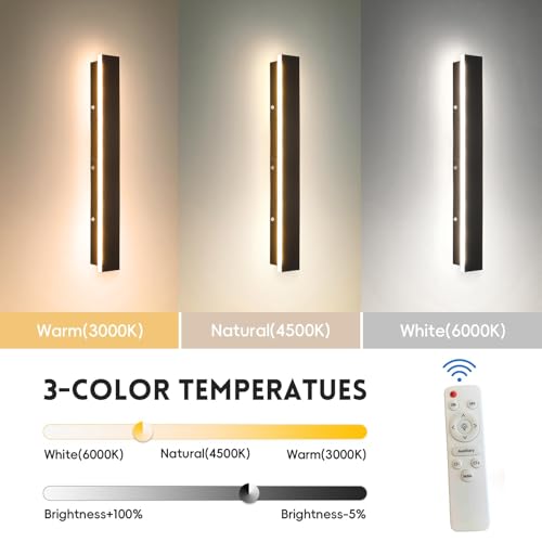 Applique murale LED 100cm dimmable avec télécommande luminaire étanche IP65 noir