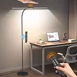 Syrinx LED Floor Lamp, Dual Head Gooseneck Floor Lamps for Living Room with Gesture Switch & Remote Control, 14W Bright Tall Standing Lamp Modern Eye-Caring Reading Floor Lamp for Bedroom Office